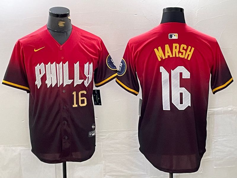 Men Philadelphia Phillies #16 Marsh Red City Edition Nike 2024 MLB Jersey style 2->philadelphia phillies->MLB Jersey